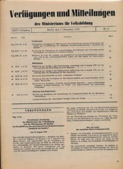 Verfügungen und Mitteilungen des Ministeriums für Volksbildung DDR Jahrgang 1979 Nr. 1 bis 14