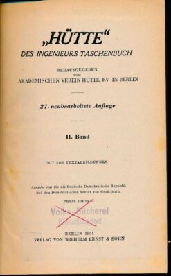 Hütte – des Ingenieurs Taschenbuch Band II