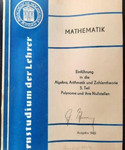 Einführung in die Algebra, Arithmetik und Zahlentheorie Lehrbuch DDR 1965