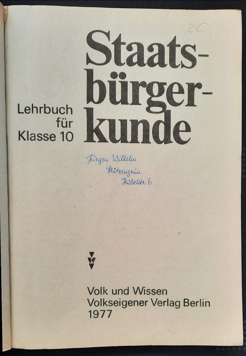 Staatsbürgerkunde Klasse 10 Lehrbuch DDR 1977 – Bild 2