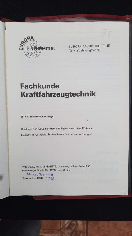 Fachkunde Kraftfahrzeugtechnik Lehrbuch 1994 – Bild 2