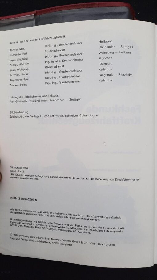 Fachkunde Kraftfahrzeugtechnik Lehrbuch 1994 – Bild 3