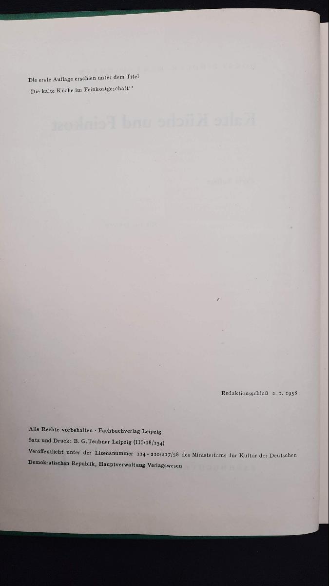 Kalte Küche und Feinkost Lehrbuch DDR 1958 – Bild 3