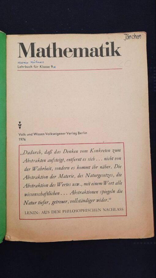 Mathematik 9 Lehrbuch DDR 1976 – Bild 2