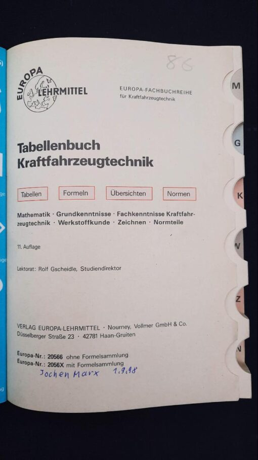 Tabellenbuch Kraftfahrzeugtechnik 1996 – Bild 2