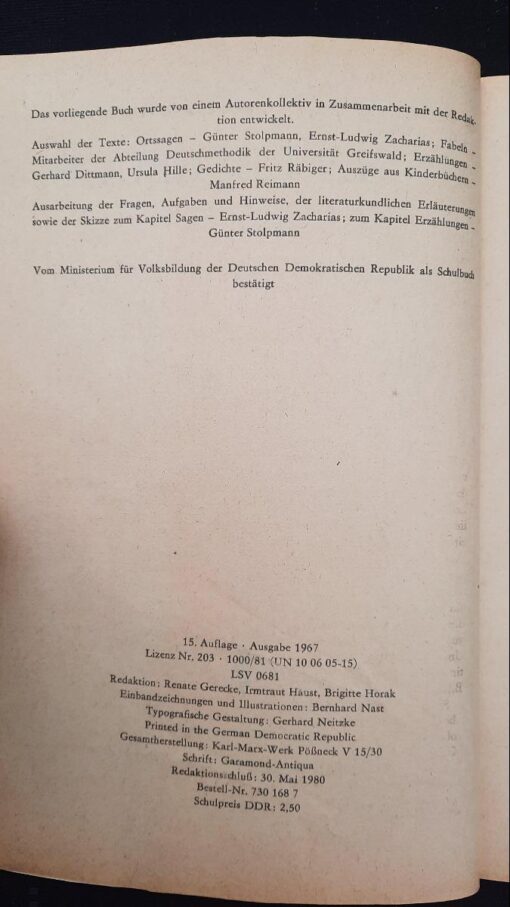 UNSER LESEBUCH Klasse 6 Lehrbuch DDR 1981 – Bild 3