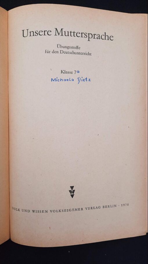 Unsere Muttersprache Klasse 7 Lehrbuch DDR 1970 – Bild 2