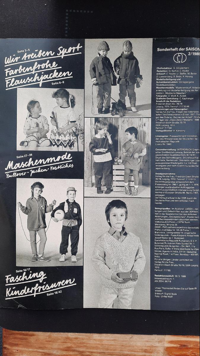 Kinder Heft 2 1988 Sonderheft der Saison Mode Zeitschrift DDR mit Schnittmusterbogen – Bild 3