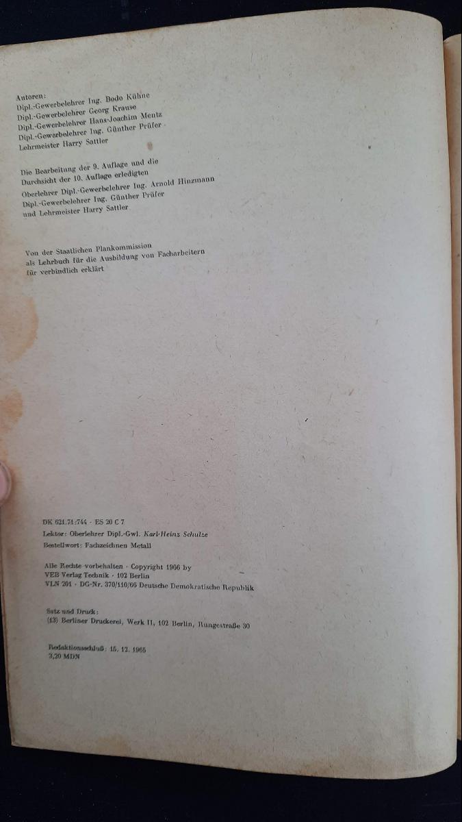 FACHZEICHNEN METALL Lehrbuch DDR 1966 – Bild 3