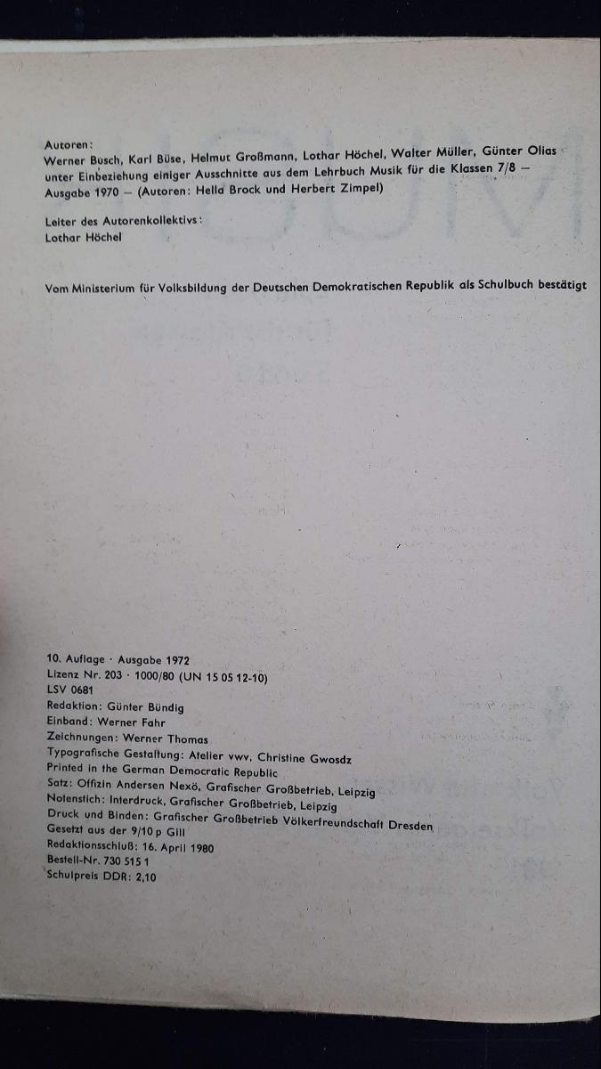MUSIK Klassen 5 und 6 Lehrbuch DDR 1981 – Bild 3