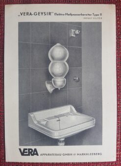 .VERA-GEYSIR" Elektro-Heißwasserbereiter Type II - Informations- und Produktblatt SAMMLERRARITÄT !!