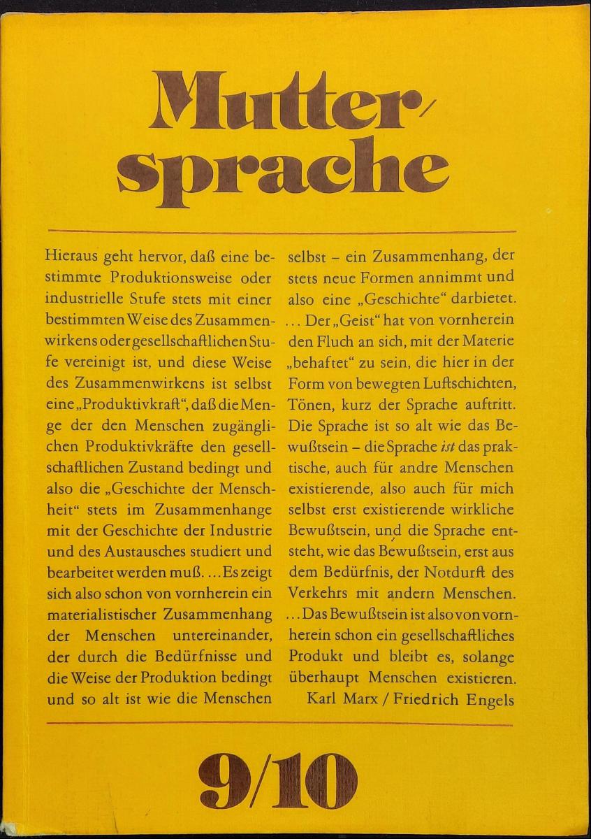 Muttersprache Klassen 9 / 10 1987